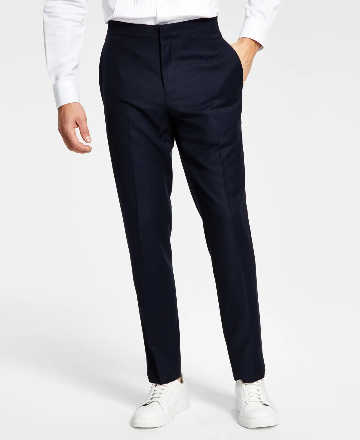 Alfani Men's Slim Fit Navy Diamond Grid Dress Pants 30 x 32