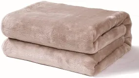 BSB HOME Polyester Premium Plush Single Blanket|300 GSM Lightweight Cozy Soft for Bed, Sofa, Couch, Travel&Camping|150X220 Cm Or 60X86 Inches|Beige,200 TC