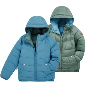 Eco Reversible Puffer in Cloud Blue/Fern