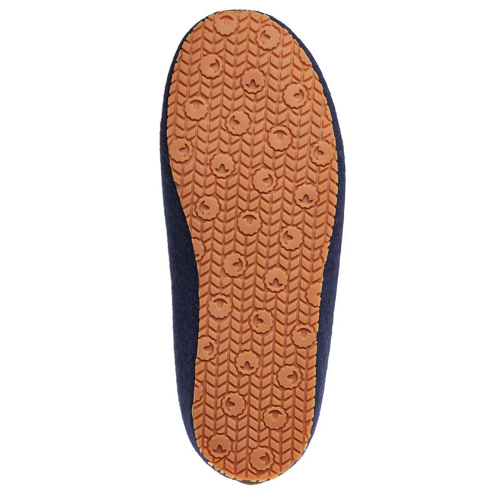 Merino Wool Blend Slippers (Navy/Orange)