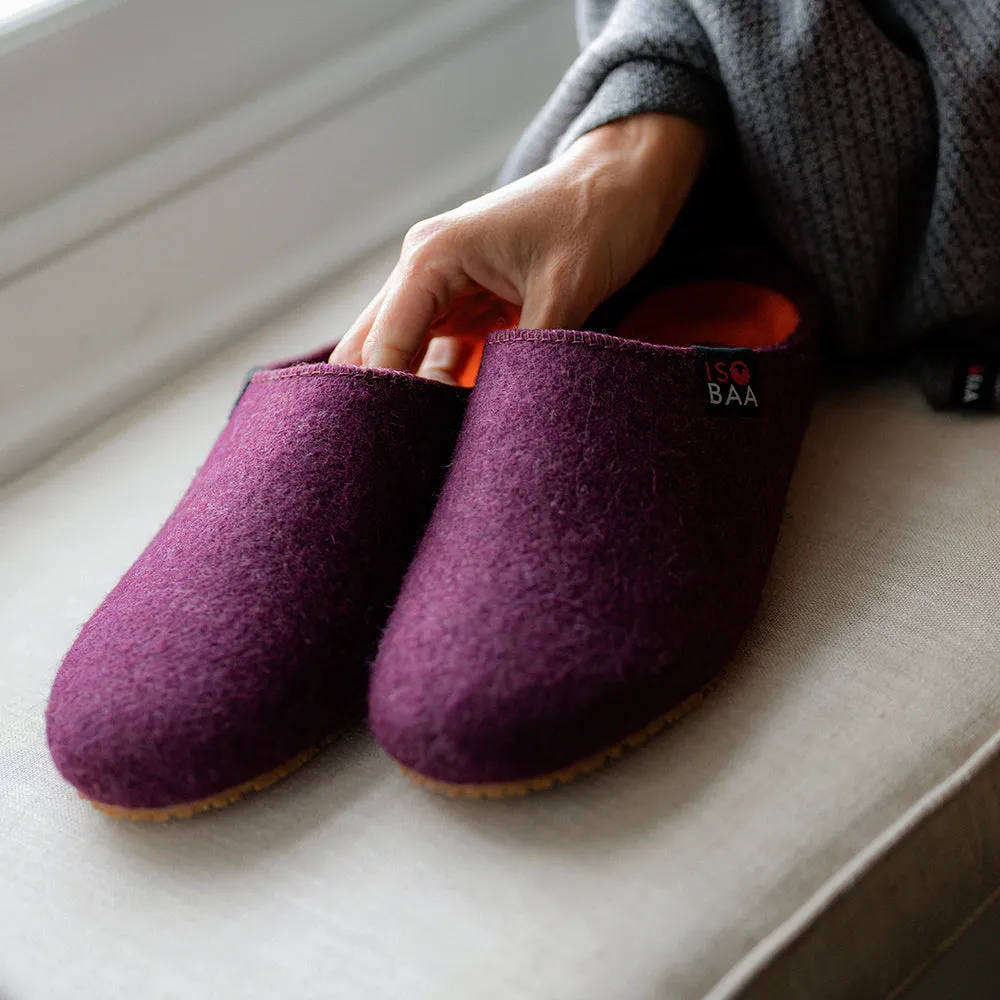 Merino Wool Blend Slippers (Wine/Orange)