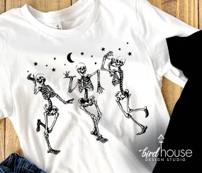 Night Dancing Skeletons Shirt, Cute Halloween Graphic Tee