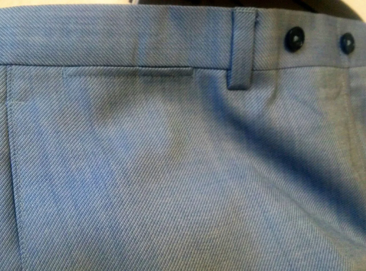 Riviera 'Armando'-Blue Twill 100% Wool Plain Front Dress Trousers- size 36x33