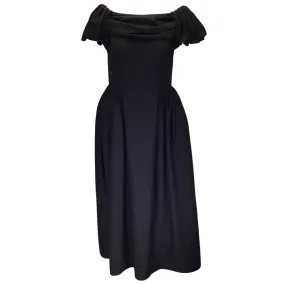 Simone Rocha Black Short Sleeved Wool Midi Dress